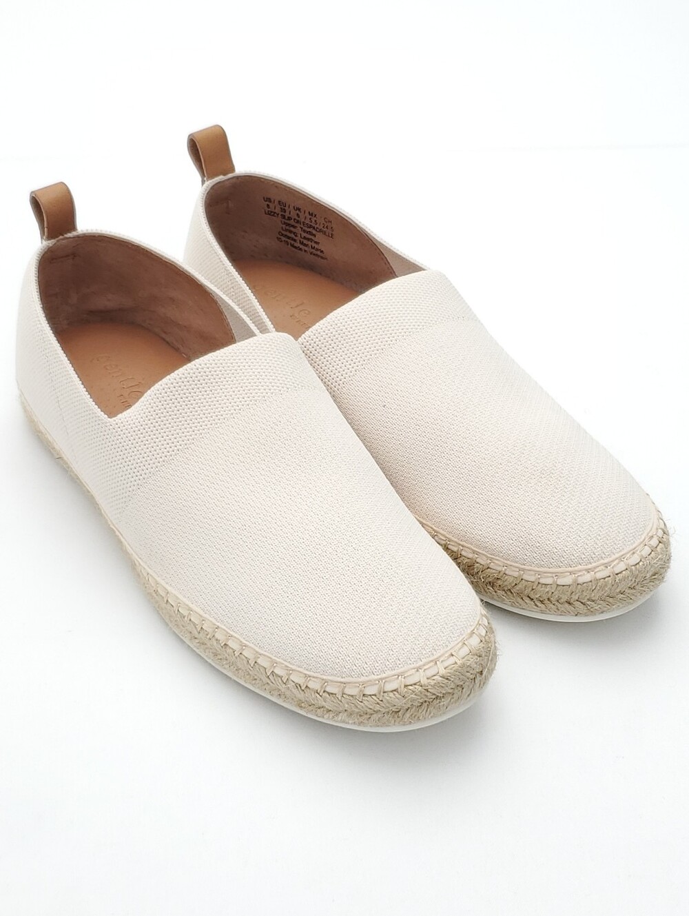 NEW Gentle Souls Womens Lizzy Slip On Espadrille White/Cream Flats Shoes Size 8